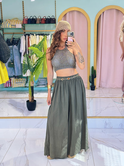 Pantalon jupe oversize - kaki