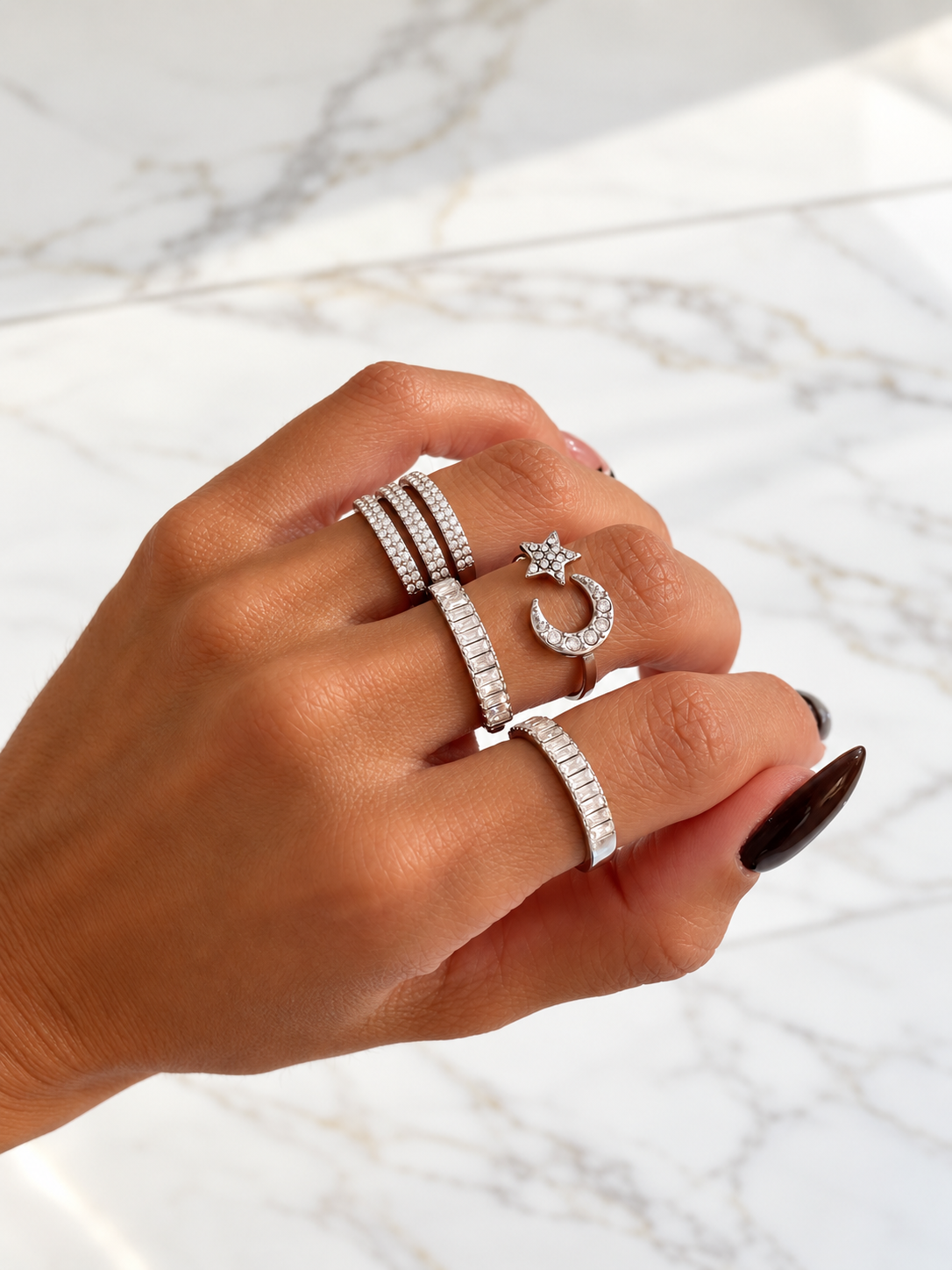 Bague strass triple