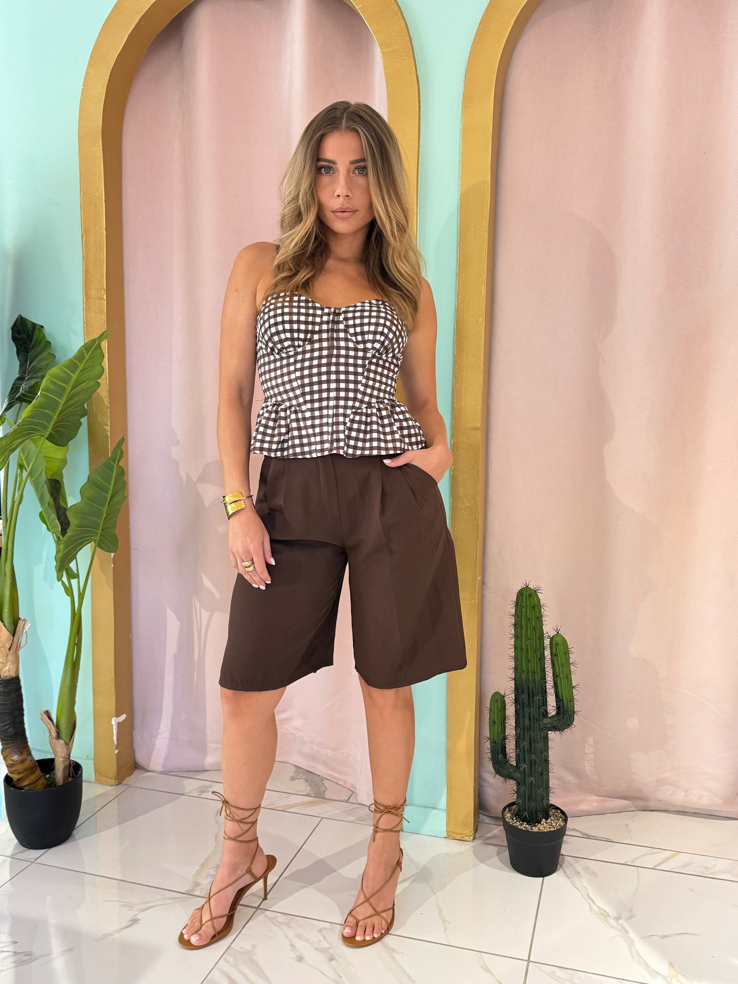 Bermuda tailleur marron