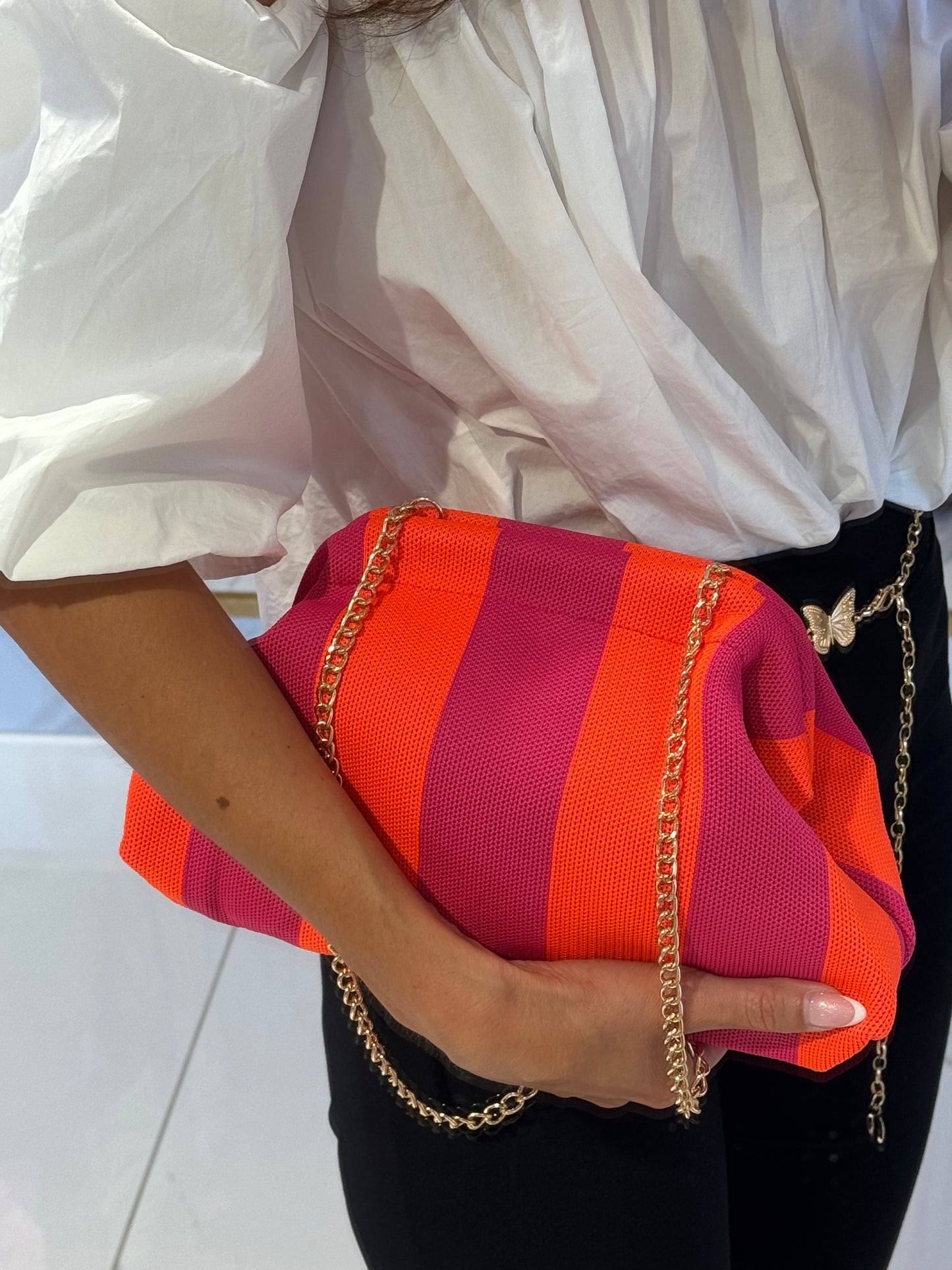 Pochette orange et rose