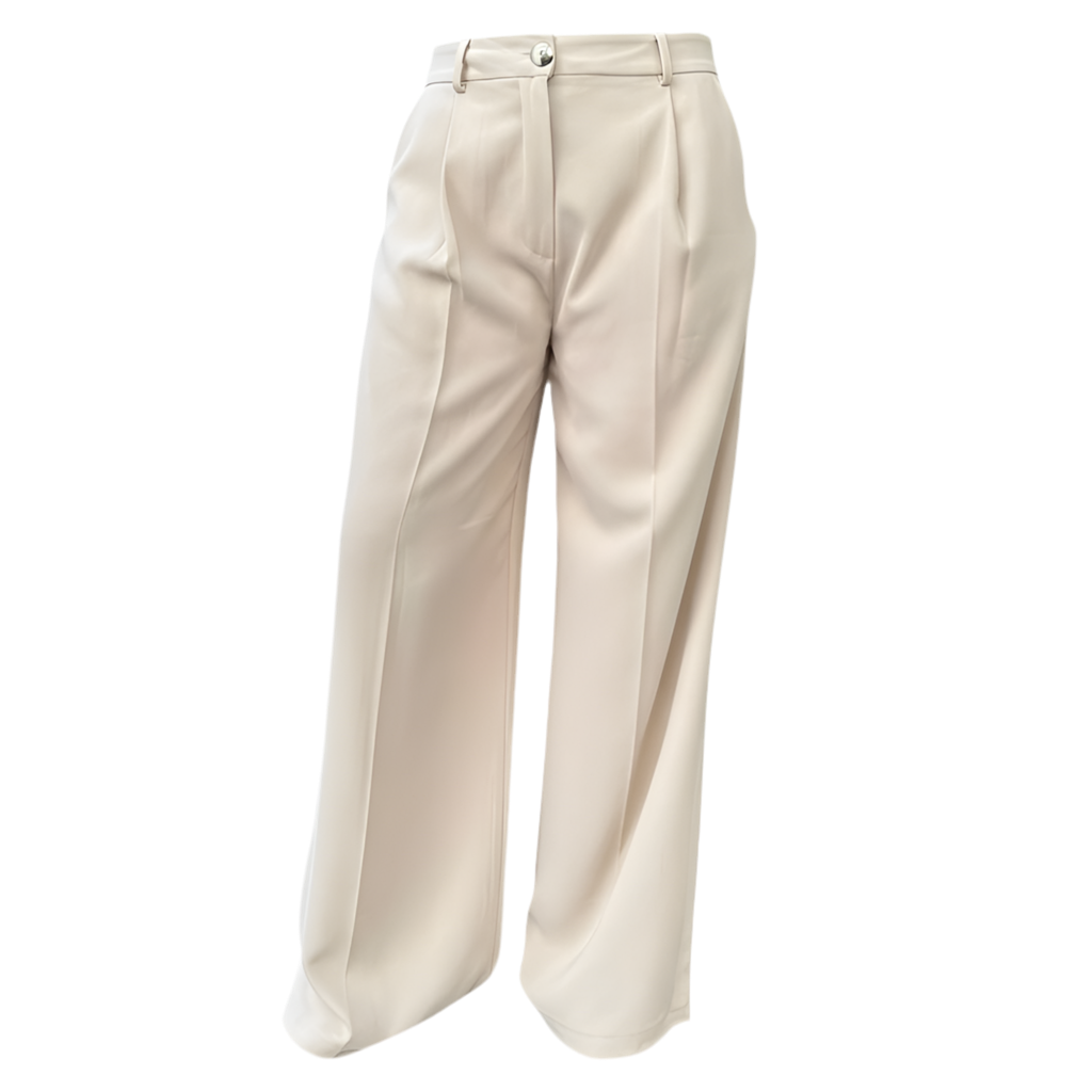 Pantalon tailleur coupe palazzo beige