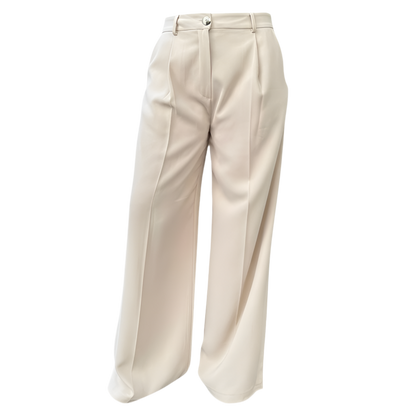 Pantalon tailleur coupe palazzo beige