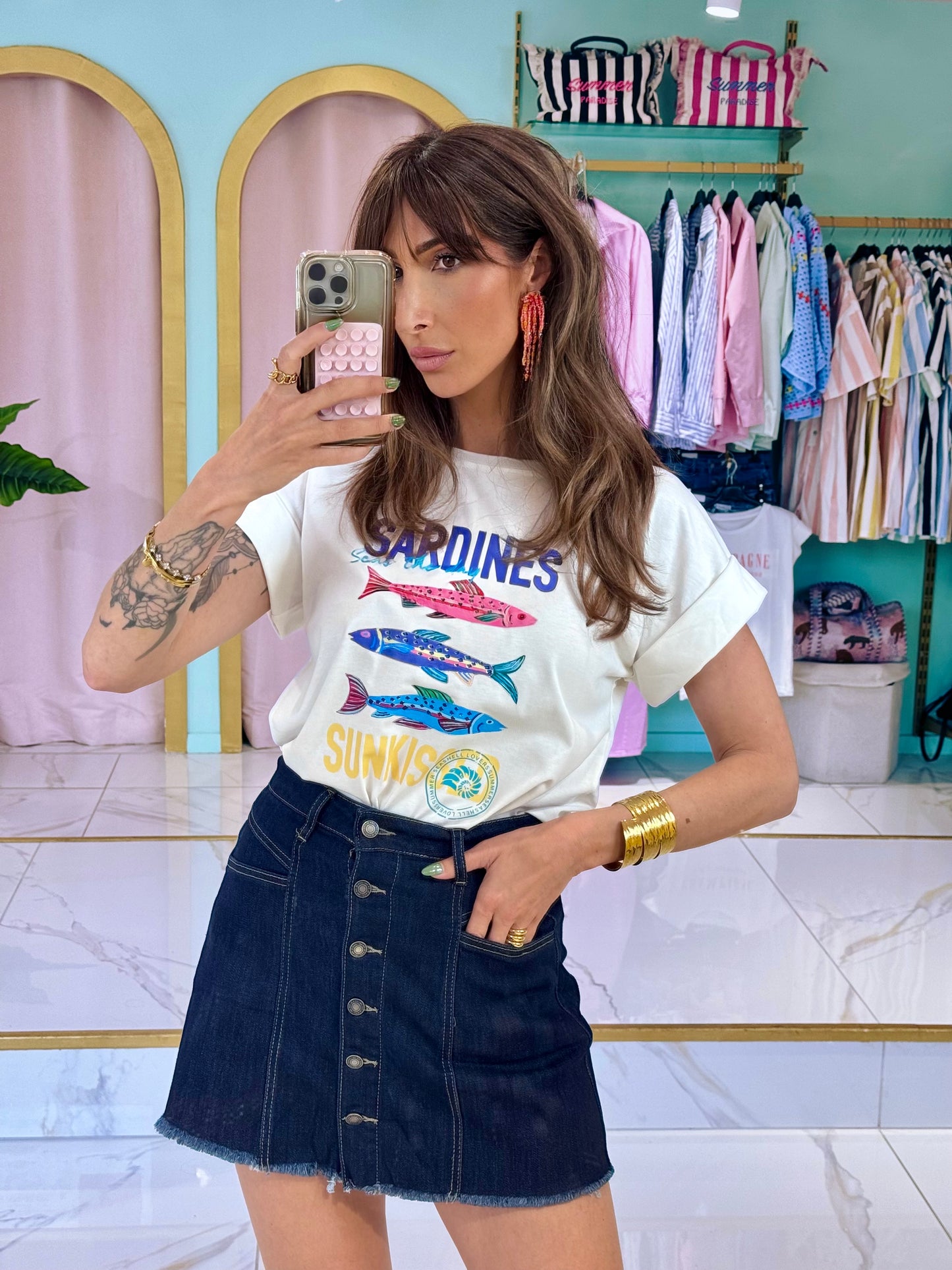 T-shirt sardine blanc