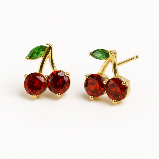Boucle d’oreille puce cerise or