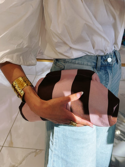 Pochette rose et marron
