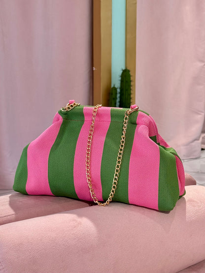 Pochette verte et rose