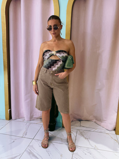 Bermuda court baggy couleur naturel