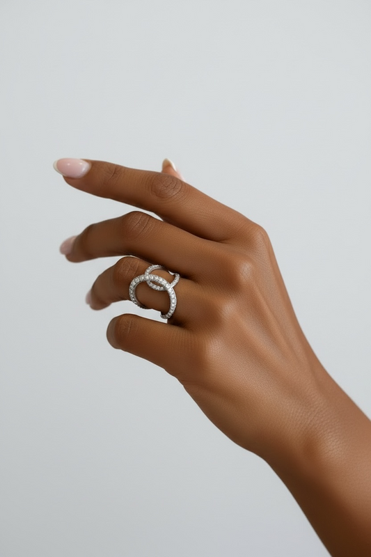 Bague strass Dupe croisée coloris argent