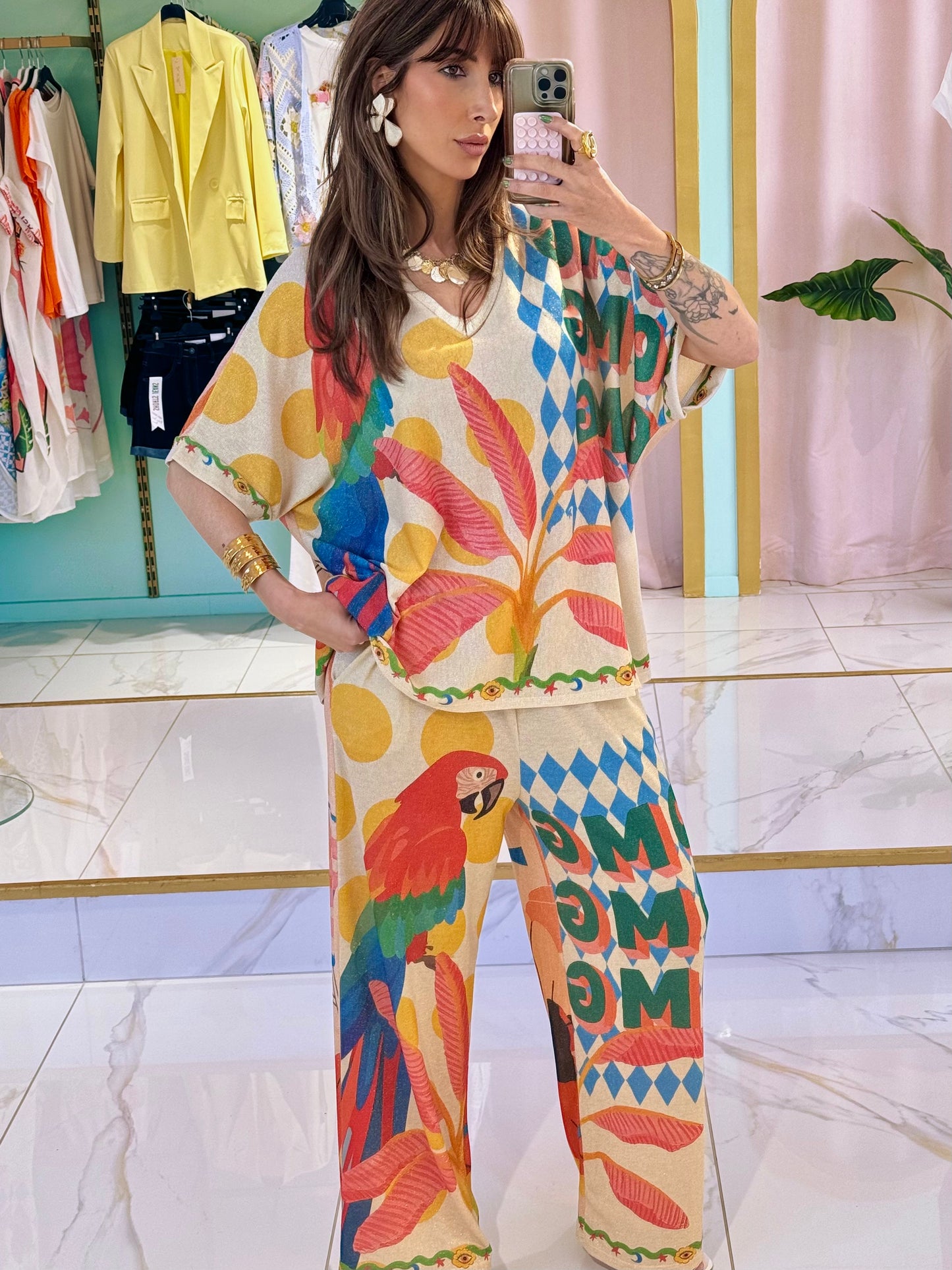 Ensemble top & pantalon perroquet