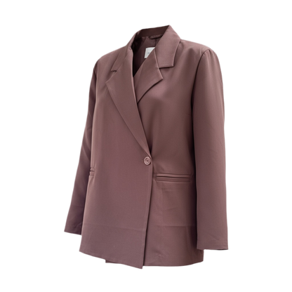 Veste tailleur oversize – Fermeture croisée – Marron