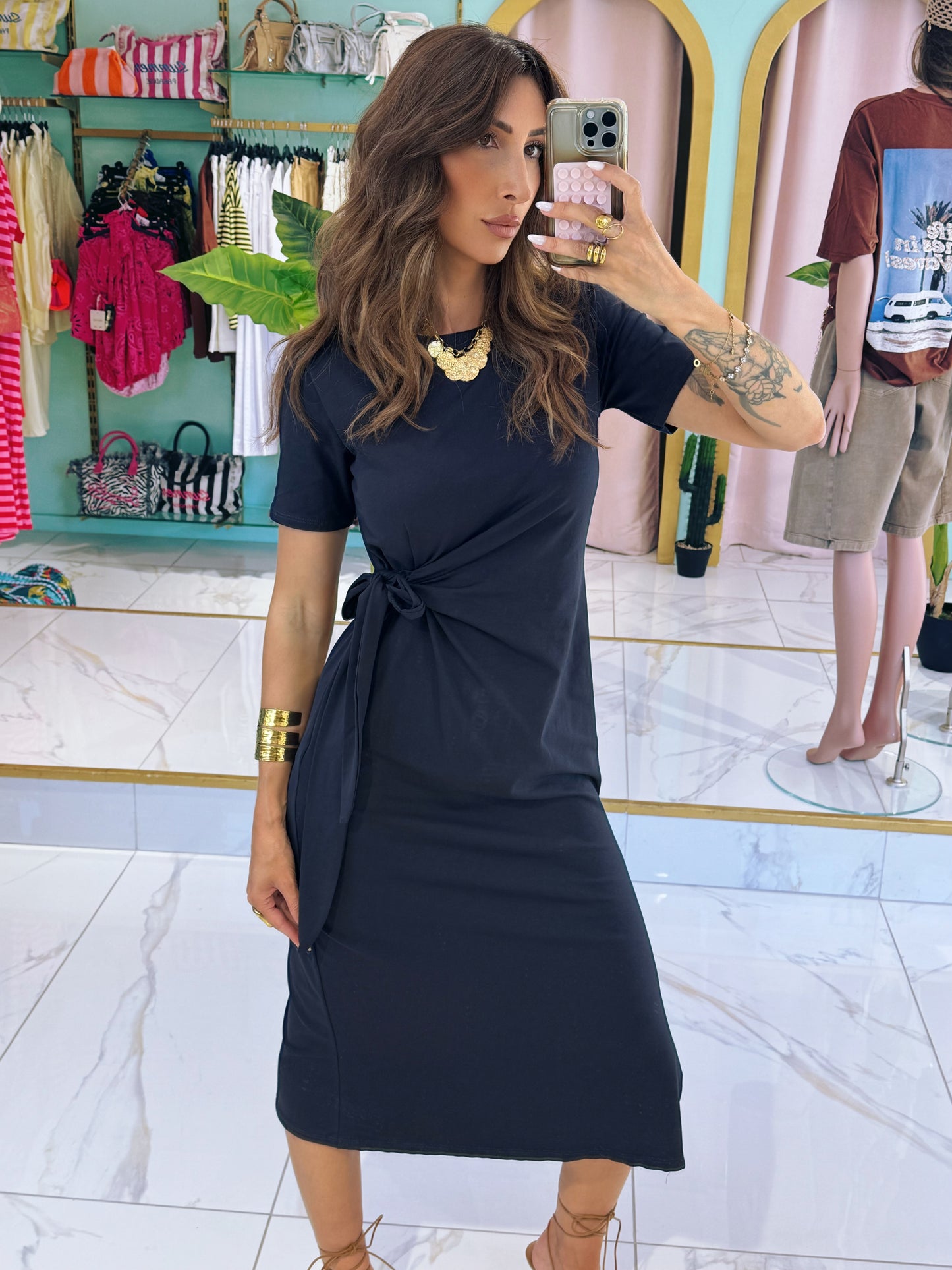 Robe t-shirt nouable - bleu marine