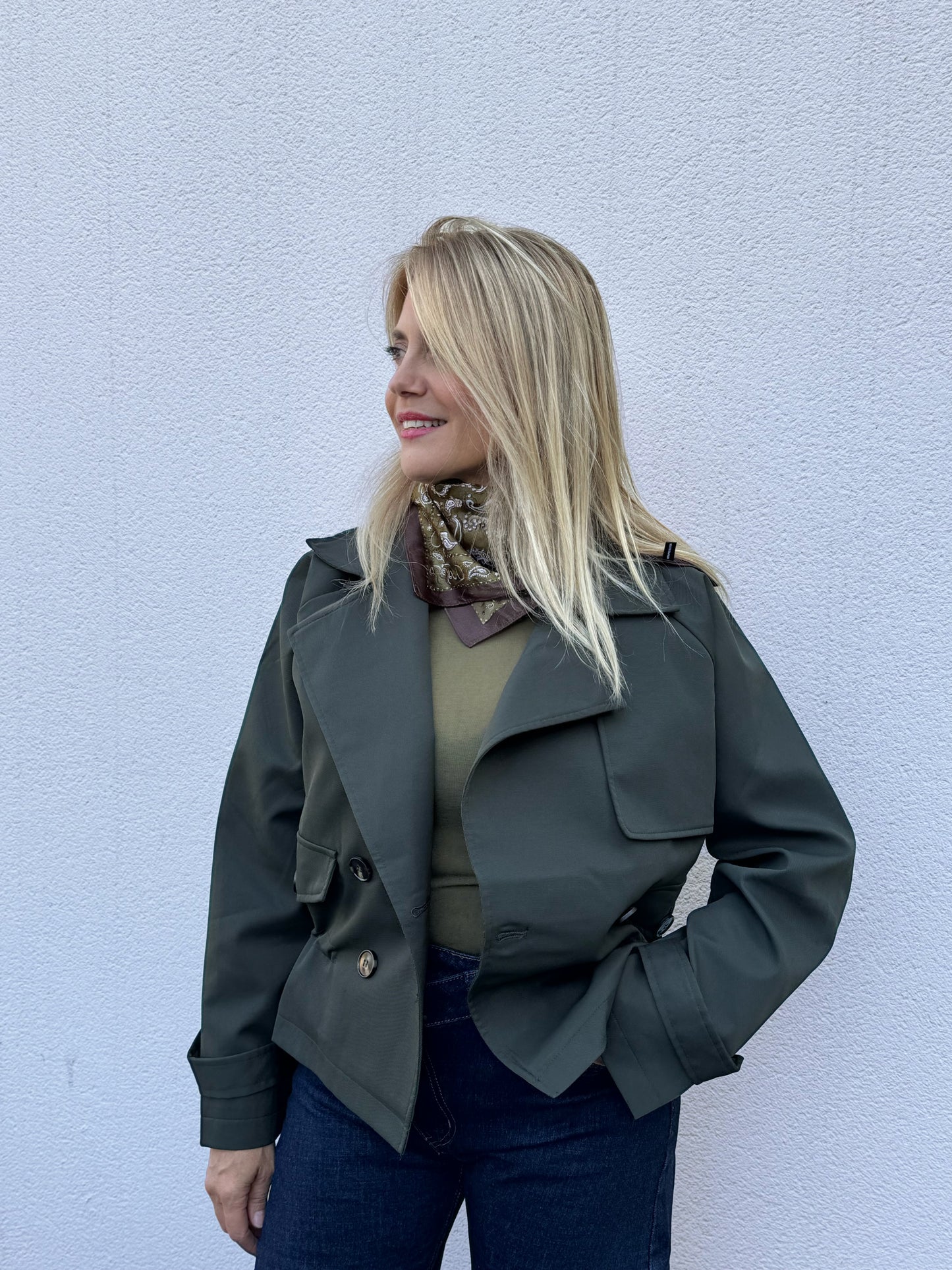 Trench Court Oversize avec Cordon Ajustable kaki