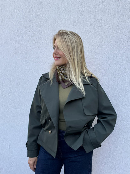 Trench Court Oversize avec Cordon Ajustable kaki