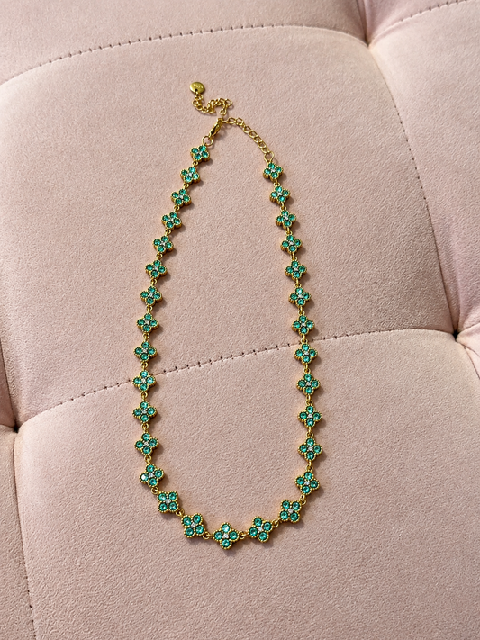 Colliers fleurs turquoise
