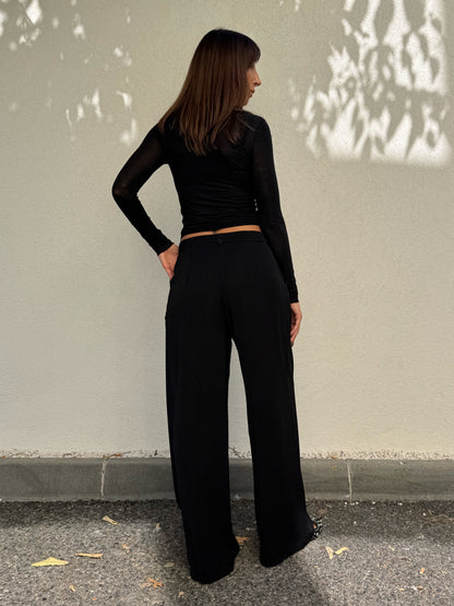 Pantalon tailleur coupe palazzo noir