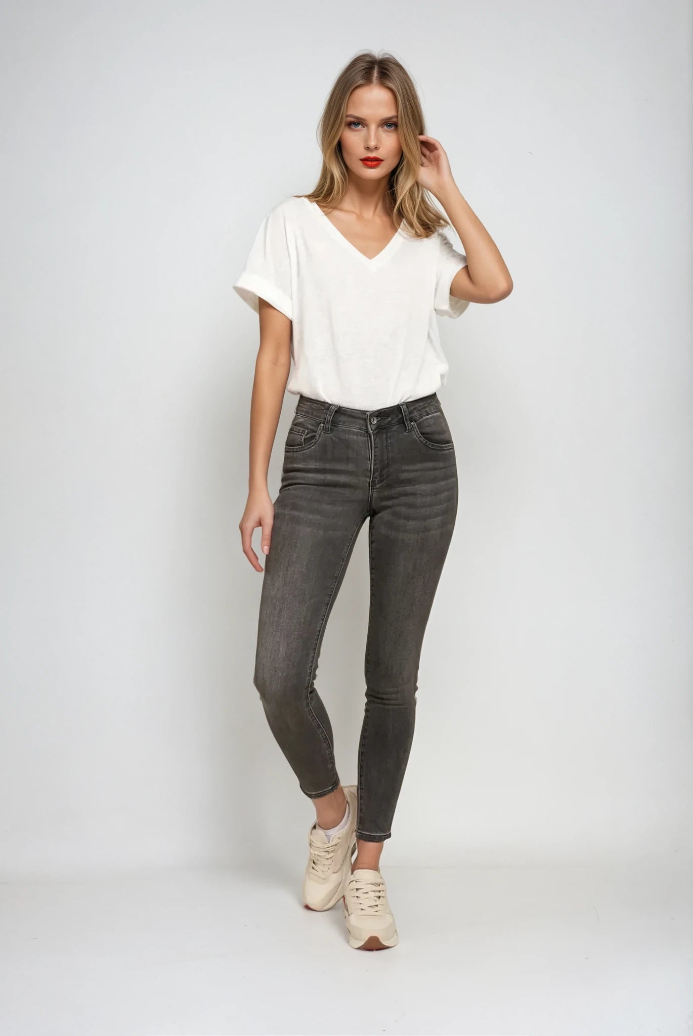 Jean slim push Up gris