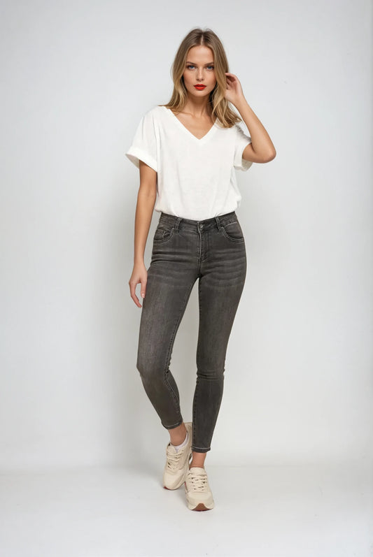 Jean slim push Up gris