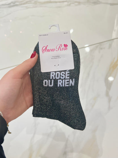 Chaussettes pailletées - message rosé ou rien