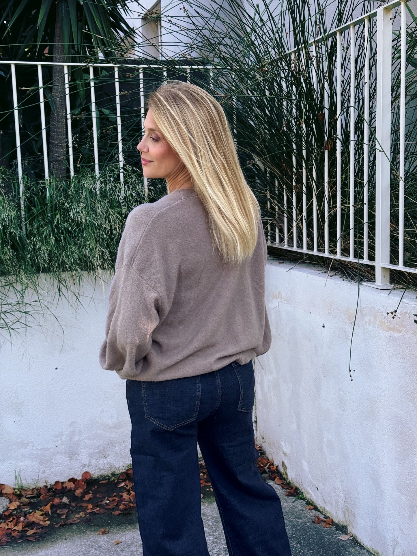 Gilet en maille manche longue taupe