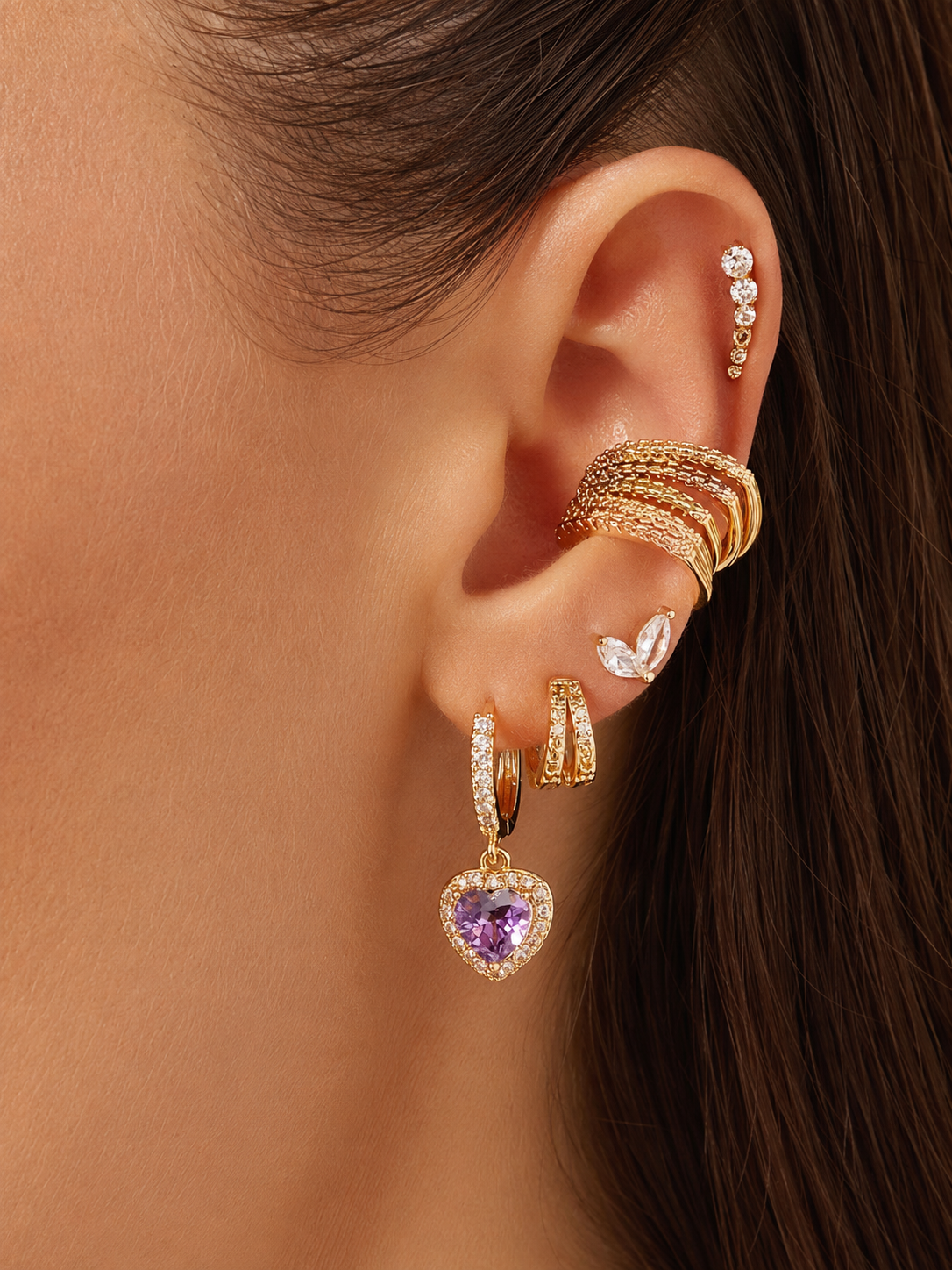 Bo gamme spacy cœur strass violet