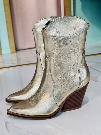 Bottines santiags dorées