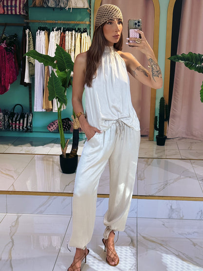 Pantalon Satiné fluide - beige clair