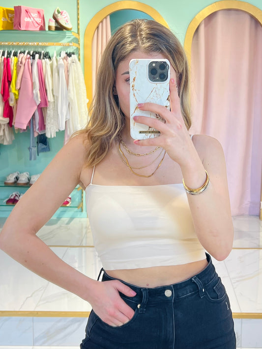 Bandeau fines bretelles et coques - beige