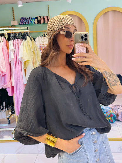 Blouse bouffante aérienne - bleu marine ( presque noir )