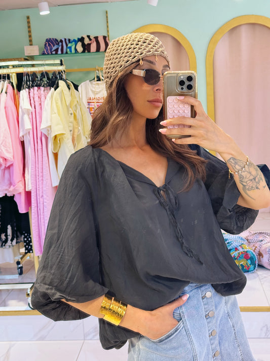 Blouse bouffante aérienne - bleu marine ( presque noir )