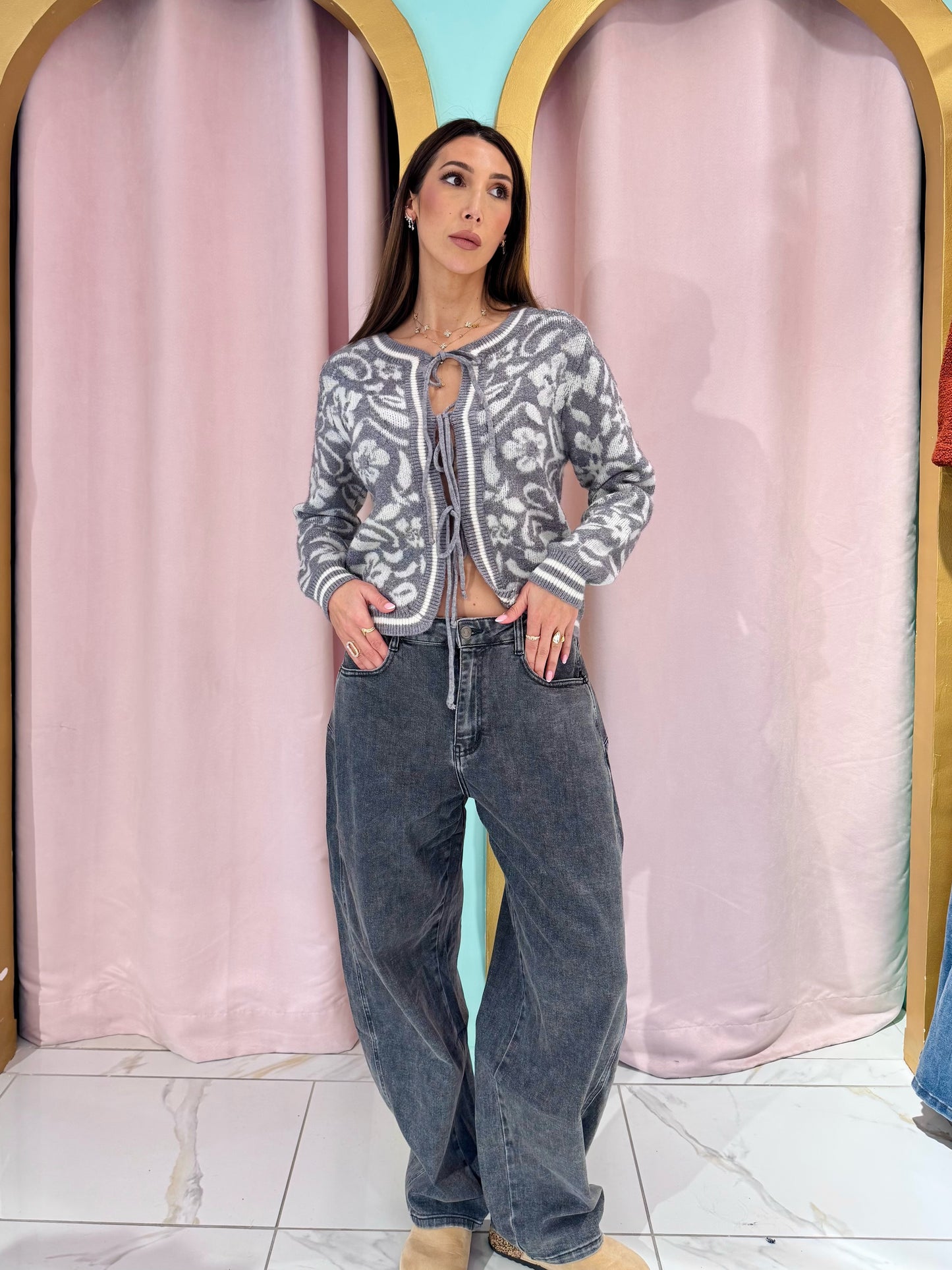 Jean baloon baggy gris