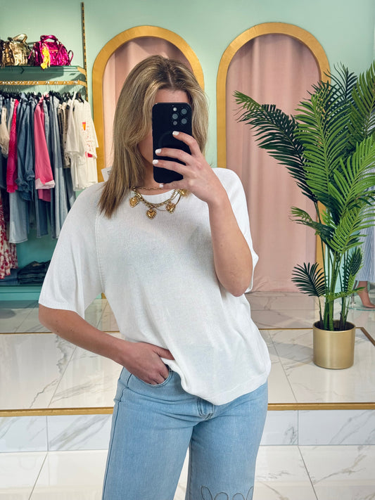 Top en maille fluide – confort & basique coloris blanc