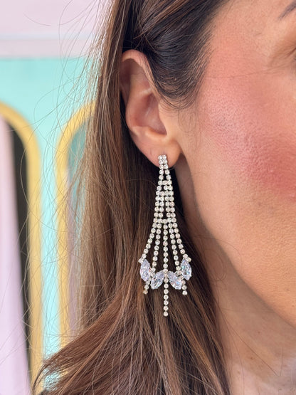 Boucle d’oreille cascade de strass modèle Jasmine