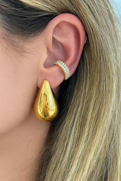 Bague d’oreille ronde strass coloris or