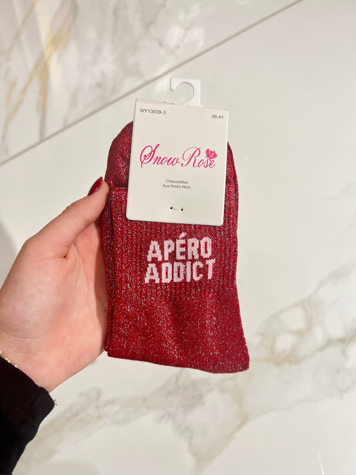 Chaussettes pailletées - message apéro addict