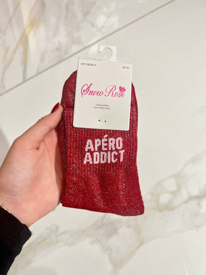 Chaussettes pailletées - message apéro addict