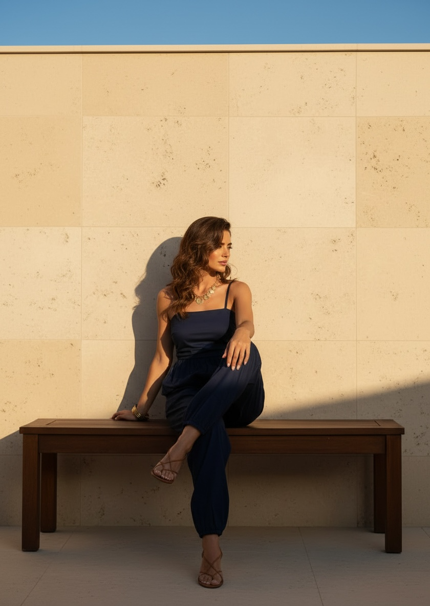 Ensemble nomade top & pantalon baloon - bleu marine