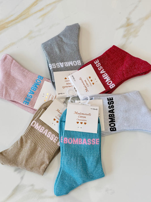 Chaussettes pailletées - message bombasse