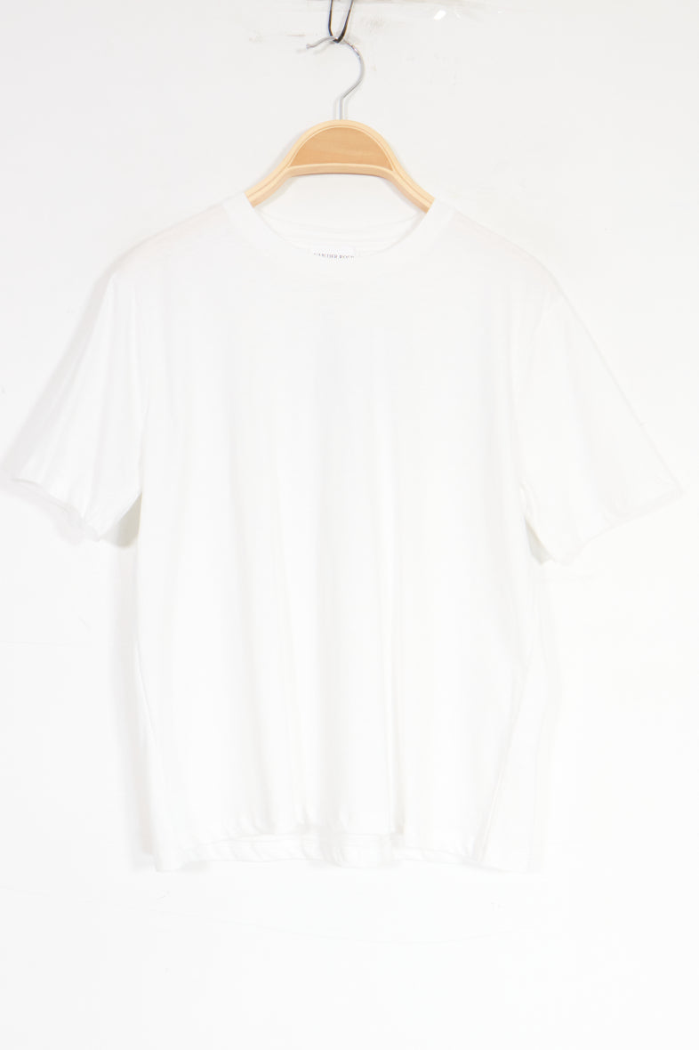 T-shirt basique en coton épais, col rond blanc