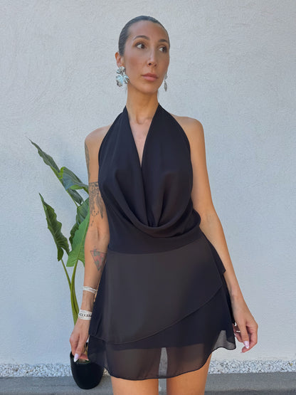 Robe Fluide Col Bénitier –noire