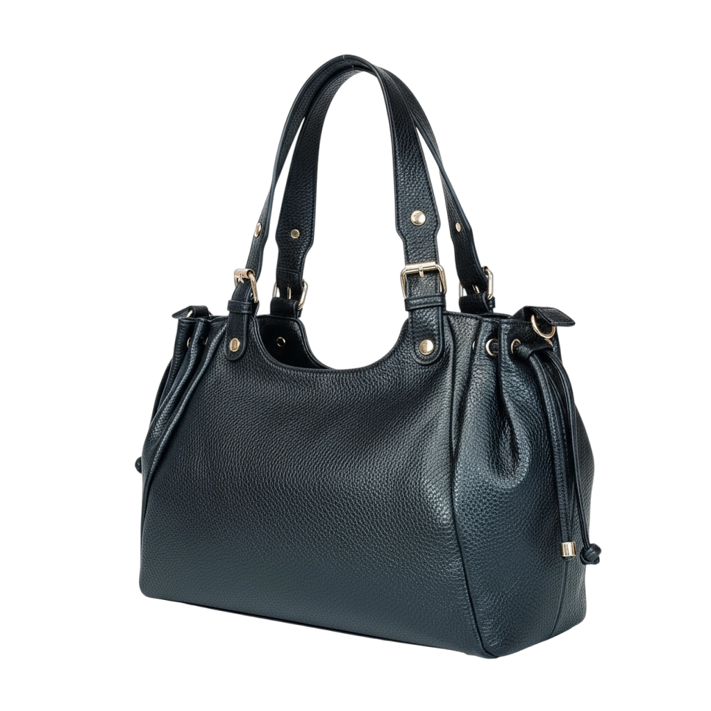 Sac bowling en simili grainé – Grand format – Style intemporel- Noir