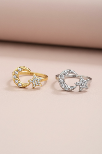 Bague lune & étoile