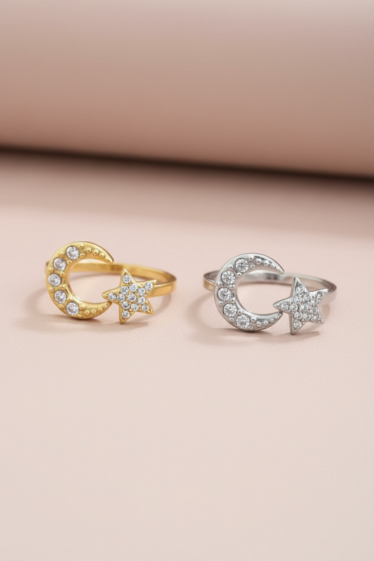 Bague lune & étoile