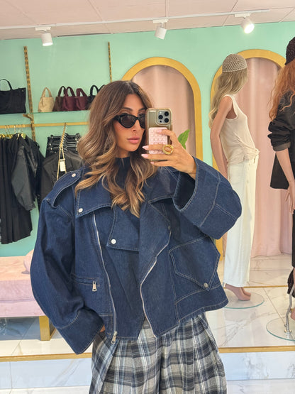Veste en Jean Maxi Oversize à Épaulettes – Esprit Créateur bleu brut