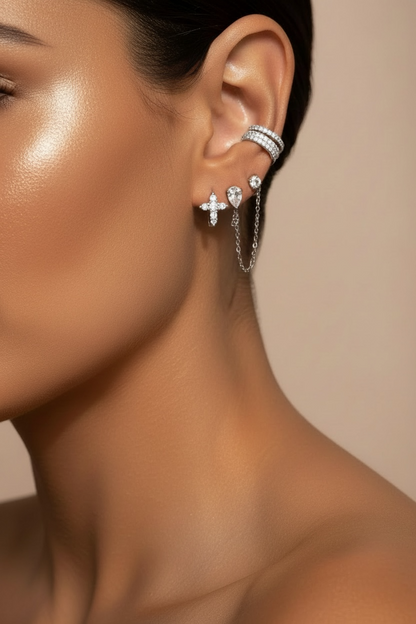 Boucles d’oreilles créole spacy mini croix