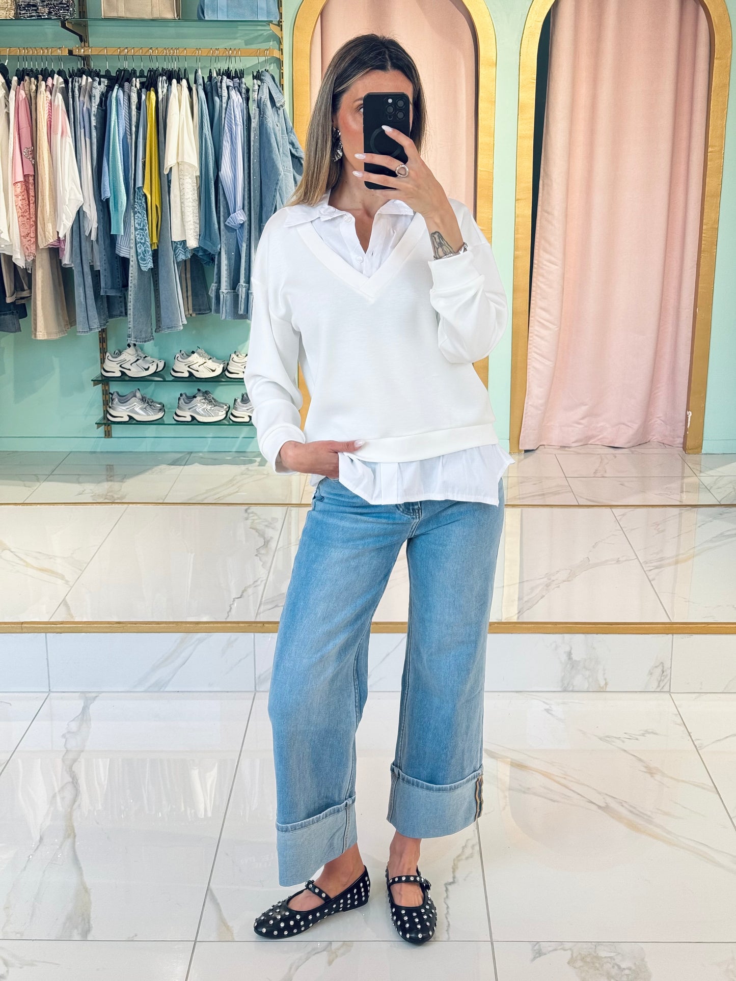 Jean marivy à revers bleu clair