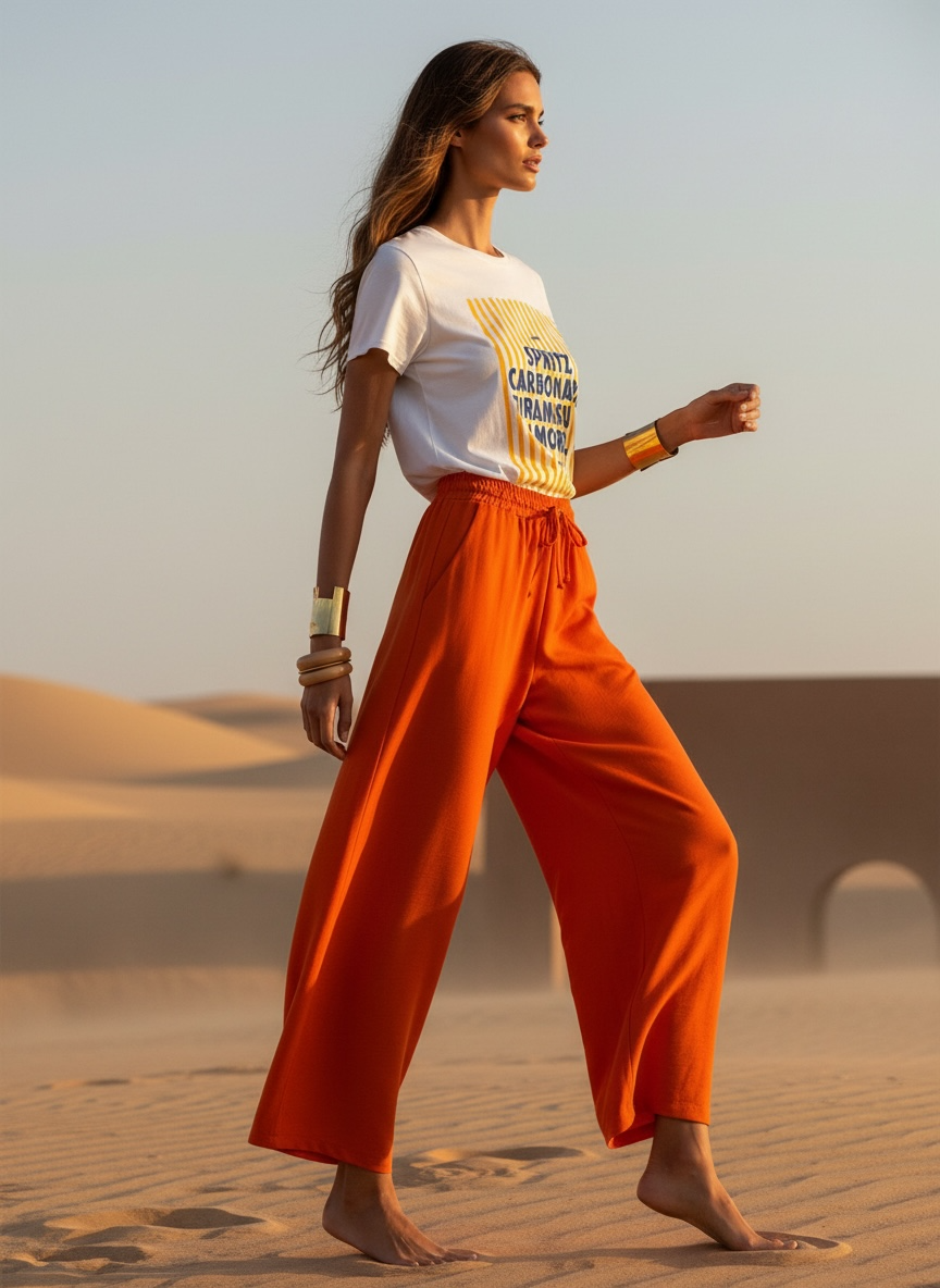 Pantalon fluide italien – orange