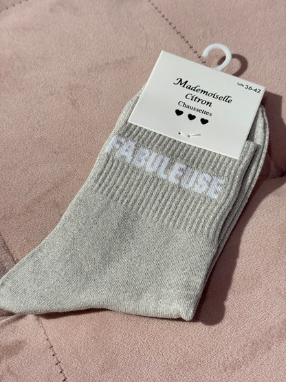 Chaussettes pailletées - message fabuleuse