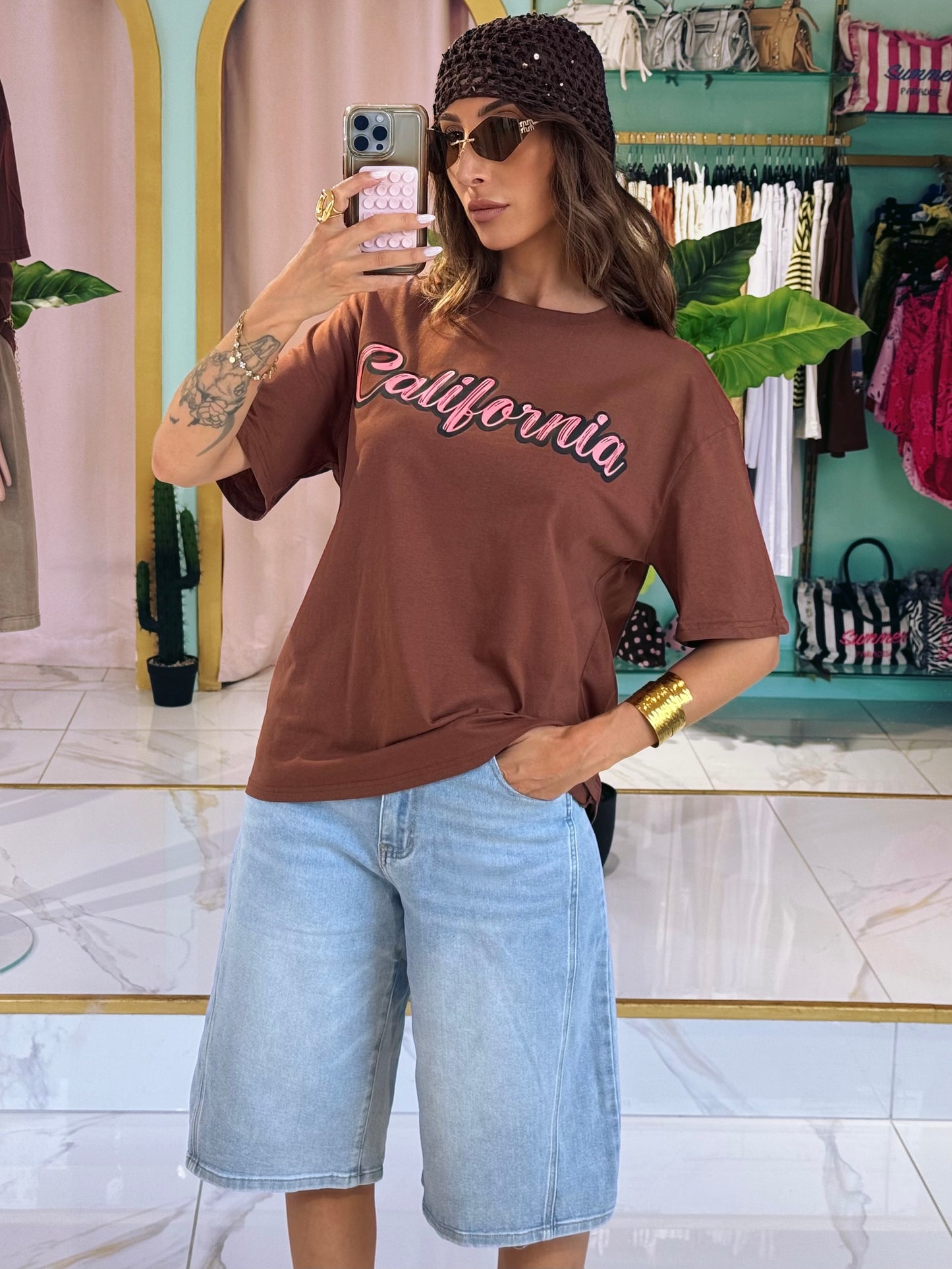 T-shirt unisexe california  - marron