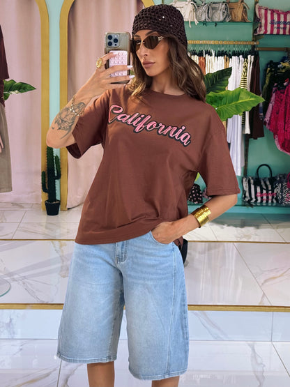 T-shirt unisexe california  - marron