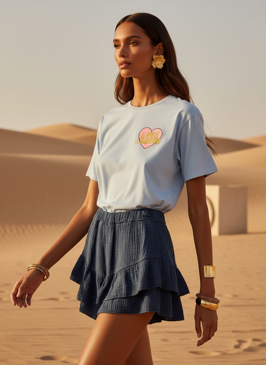 T-shirt coupe unisex love l’amour bleu ciel